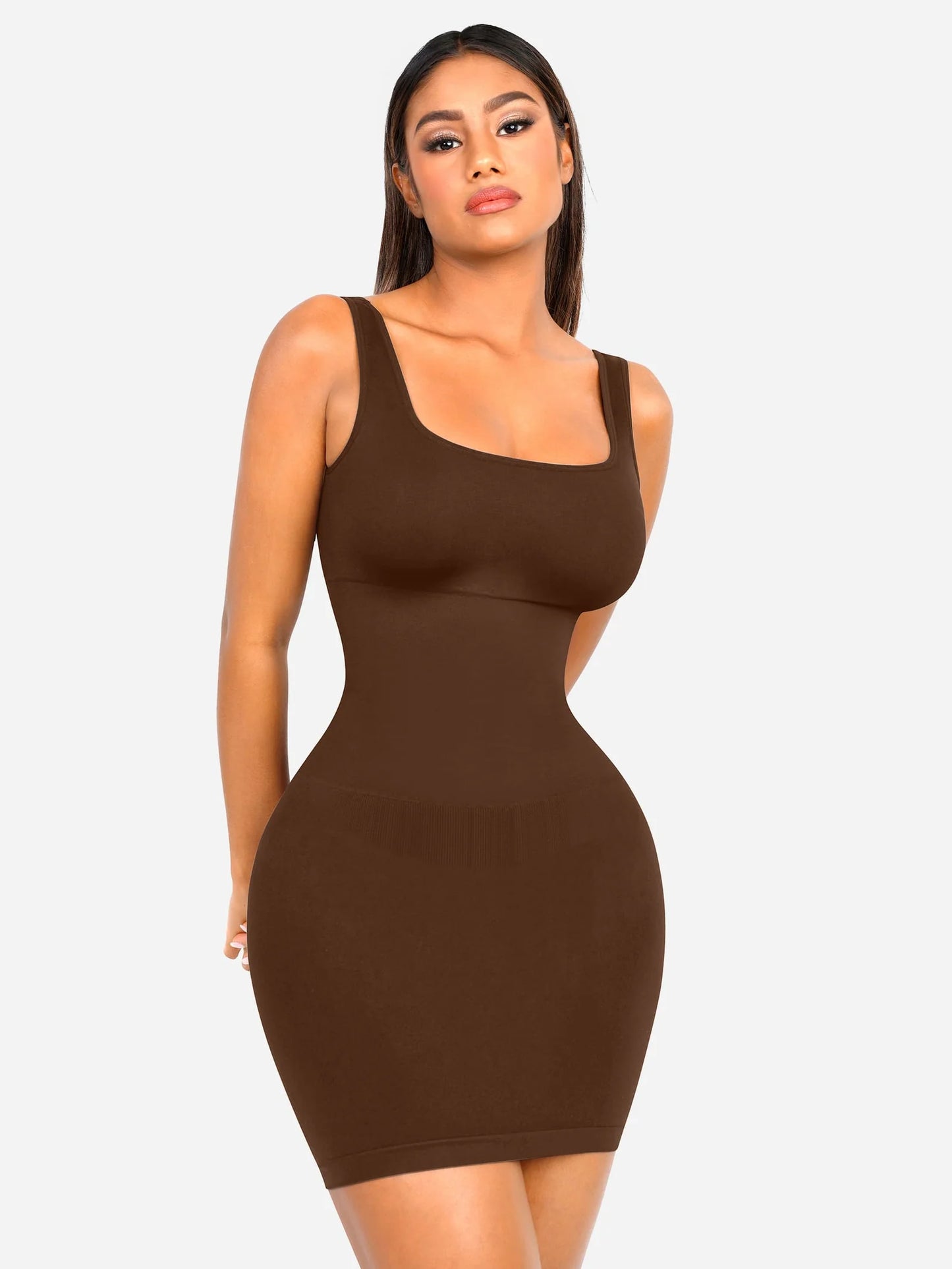 Sllowy - Vestido Moldeador Corto de Escote Cuadrado Sin Costuras