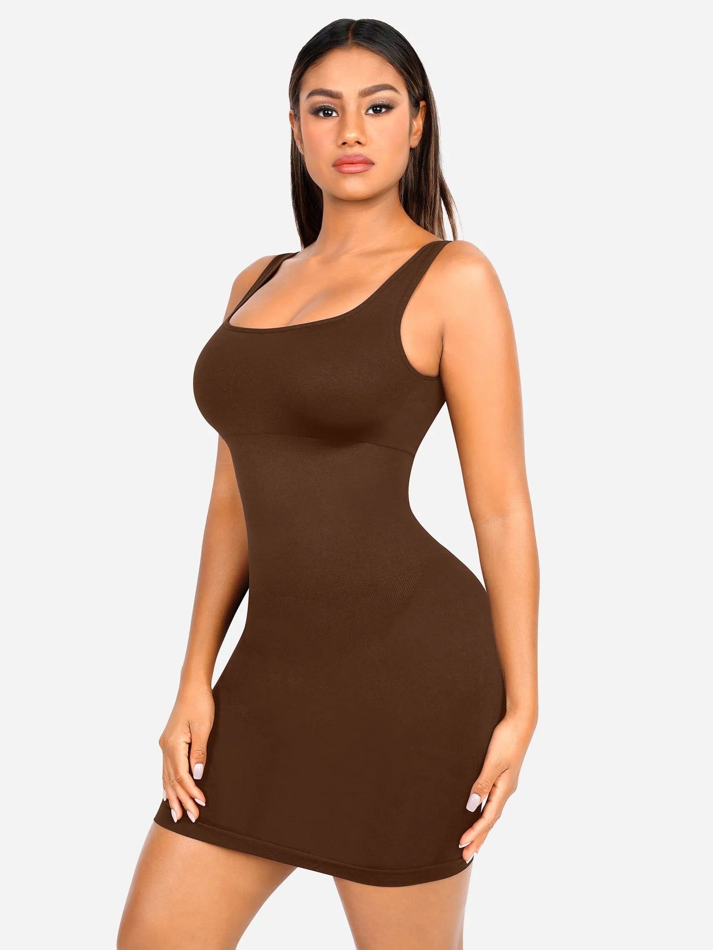 Sllowy - Vestido Moldeador Corto de Escote Cuadrado Sin Costuras