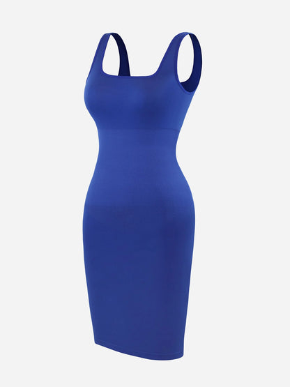 Sllowy - Vestido Moldeador Corto de Escote Cuadrado Sin Costuras