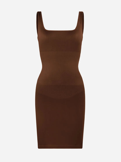 Sllowy - Vestido Moldeador Corto de Escote Cuadrado Sin Costuras