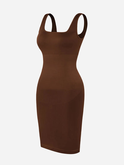 Sllowy - Vestido Moldeador Corto de Escote Cuadrado Sin Costuras