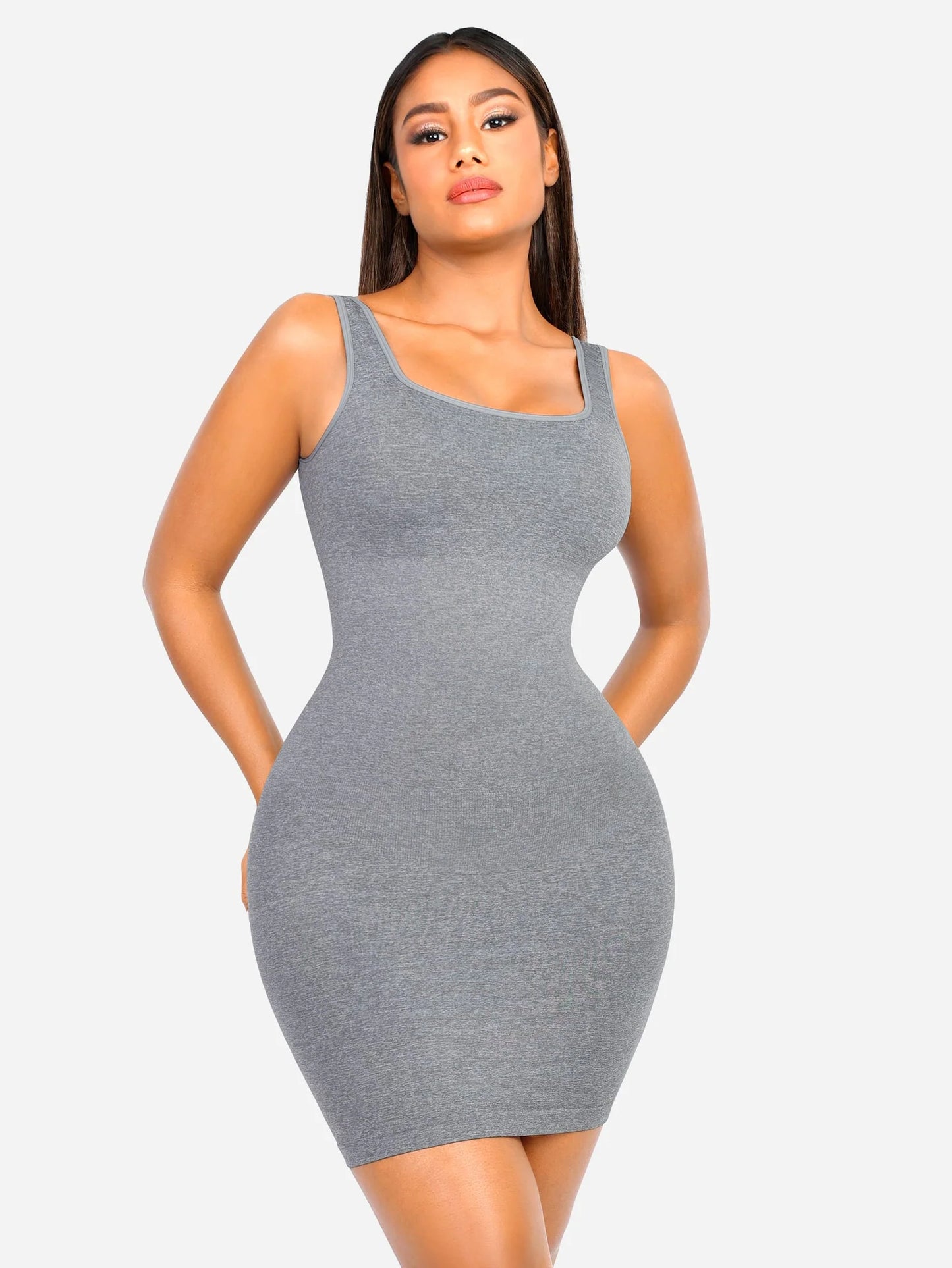 Sllowy - Vestido Moldeador Corto de Escote Cuadrado Sin Costuras
