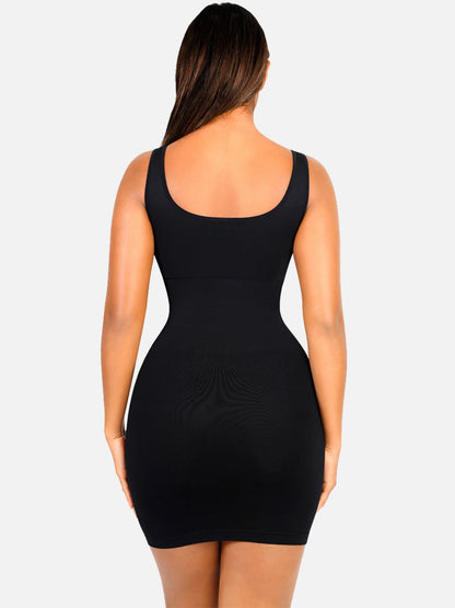 Sllowy - Vestido Moldeador Corto de Escote Cuadrado Sin Costuras