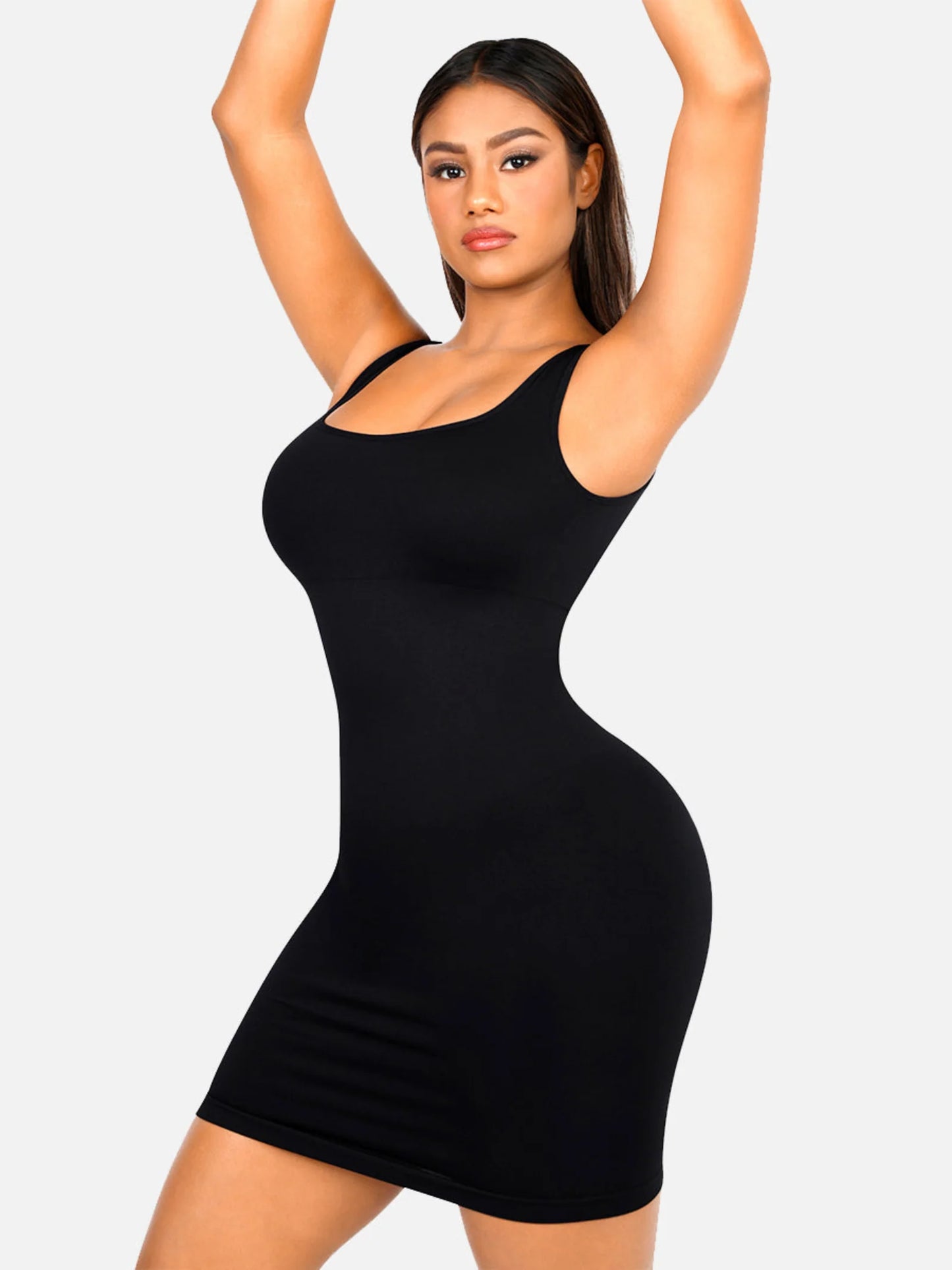 Sllowy - Vestido Moldeador Corto de Escote Cuadrado Sin Costuras