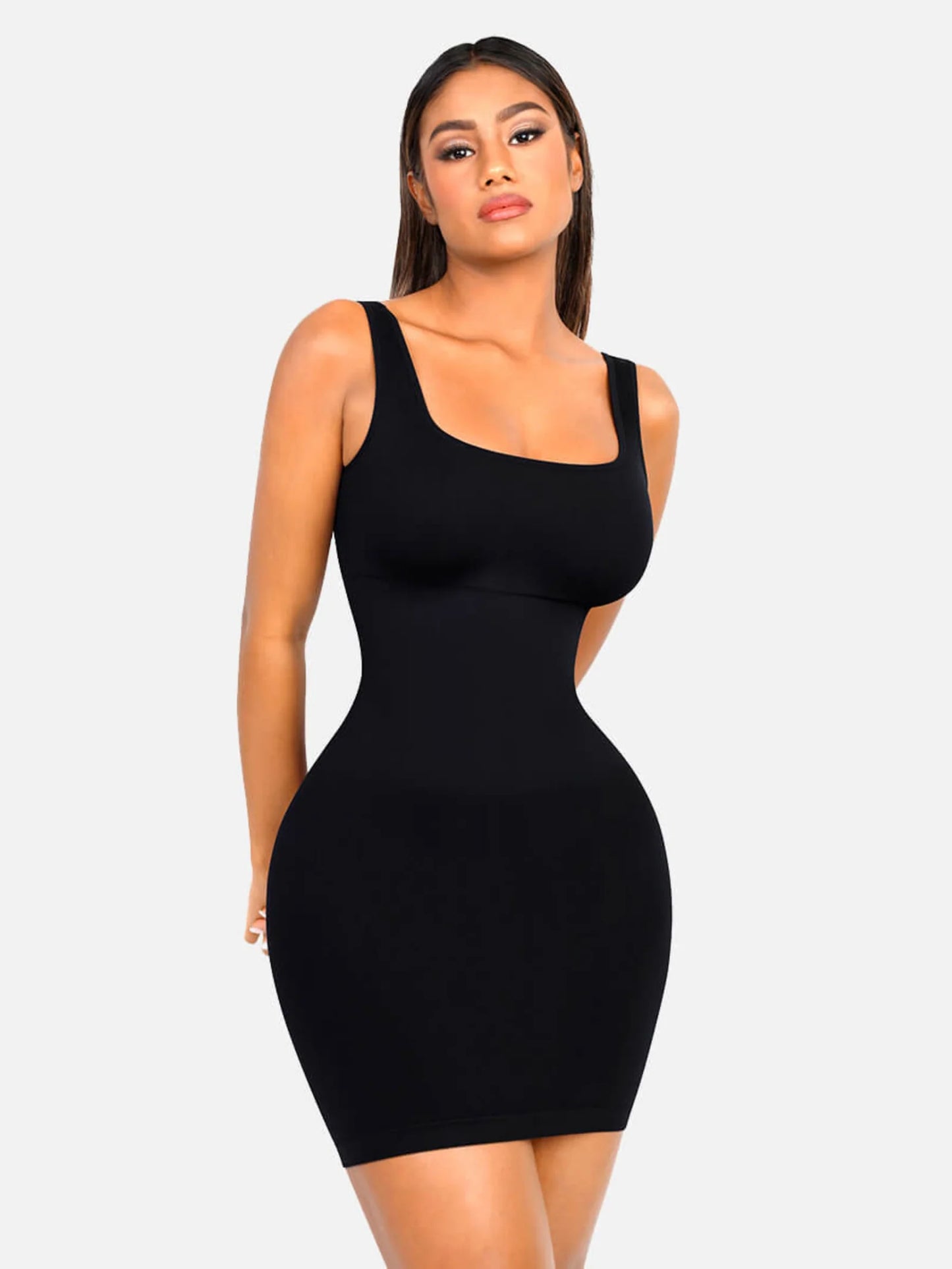 Sllowy - Vestido Moldeador Corto de Escote Cuadrado Sin Costuras