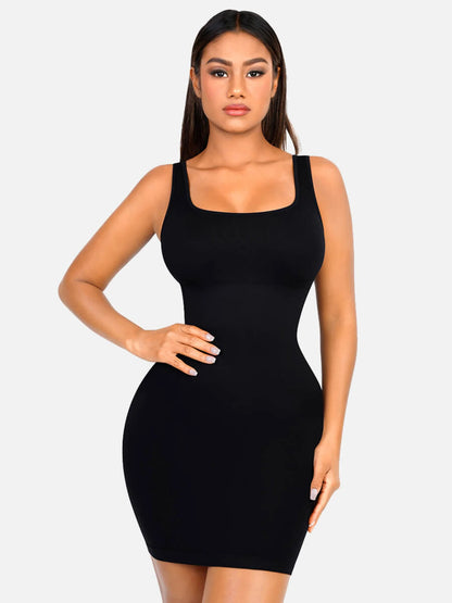 Sllowy - Vestido Moldeador Corto de Escote Cuadrado Sin Costuras