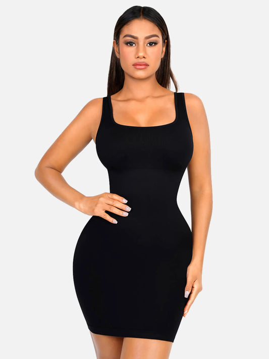 Sllowy - Vestido Moldeador Corto de Escote Cuadrado Sin Costuras