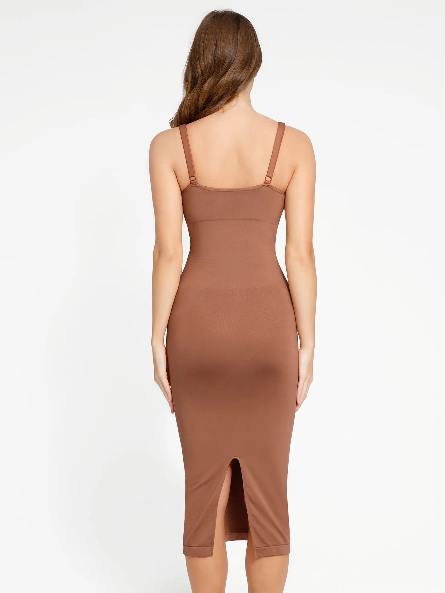 Sllowy - Vestido Moldeador Midi de Escote Medio Sin Costuras