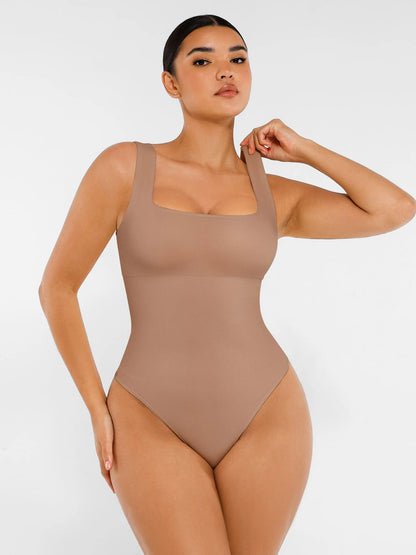 Sllowy - Body de Canalé con Escote Cuadrado