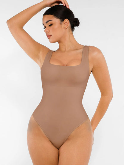 Sllowy - Body de Canalé con Escote Cuadrado