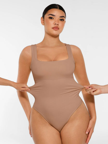 Sllowy - Body de Canalé con Escote Cuadrado