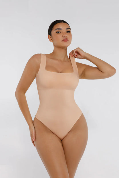 Sllowy - Body de Canalé con Escote Cuadrado