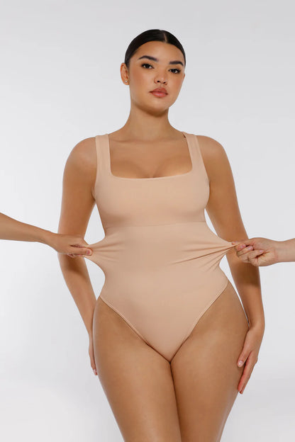 Sllowy - Body de Canalé con Escote Cuadrado