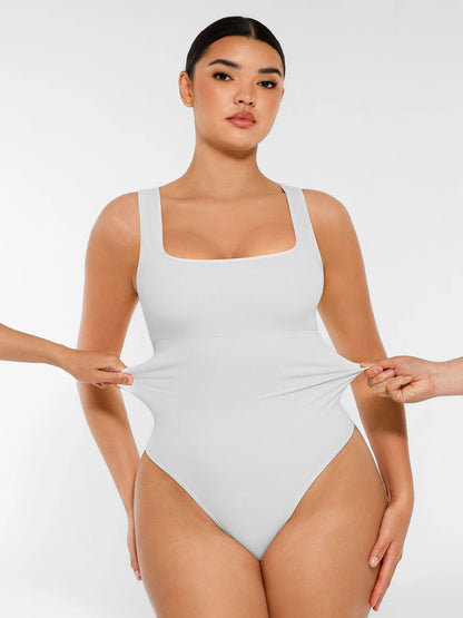 Sllowy - Body de Canalé con Escote Cuadrado