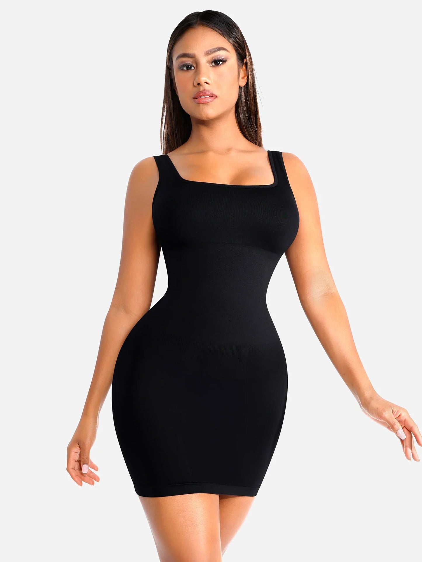 Sllowy - Vestido Moldeador Corto de Escote Cuadrado Sin Costuras