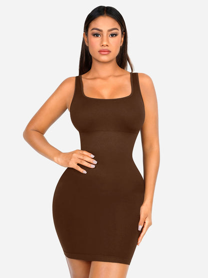 Sllowy - Vestido Moldeador Corto de Escote Cuadrado Sin Costuras