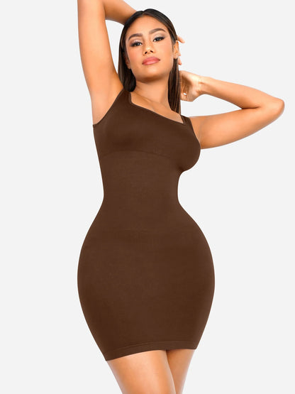 Sllowy - Vestido Moldeador Corto de Escote Cuadrado Sin Costuras