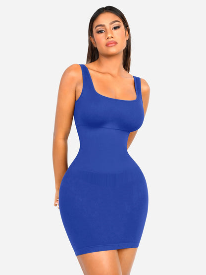 Sllowy - Vestido Moldeador Corto de Escote Cuadrado Sin Costuras