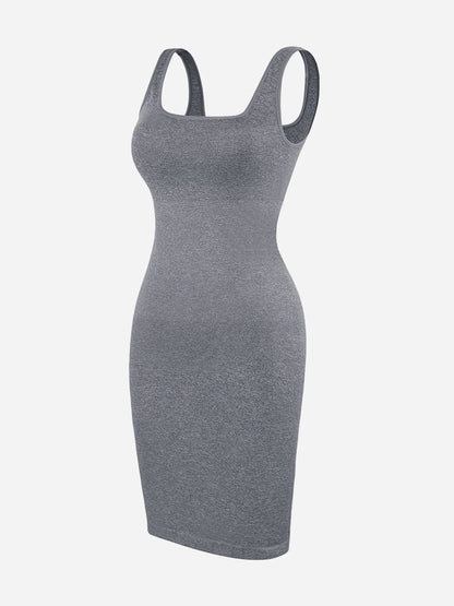 Sllowy - Vestido Moldeador Corto de Escote Cuadrado Sin Costuras