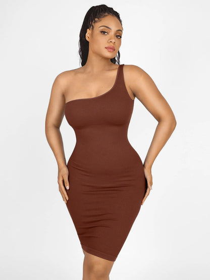 Sllowy - Vestido Moldeador Midi De Un Solo Hombro