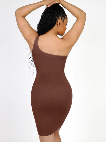 Sllowy - Vestido Moldeador Midi De Un Solo Hombro